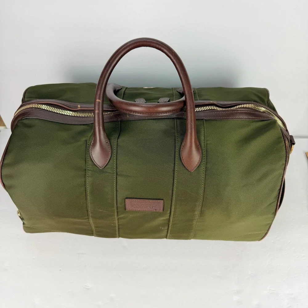 POLO GOLF CHARLESTON Canvas Leather Trim Duffle Bag Olive Green Travel Weekend